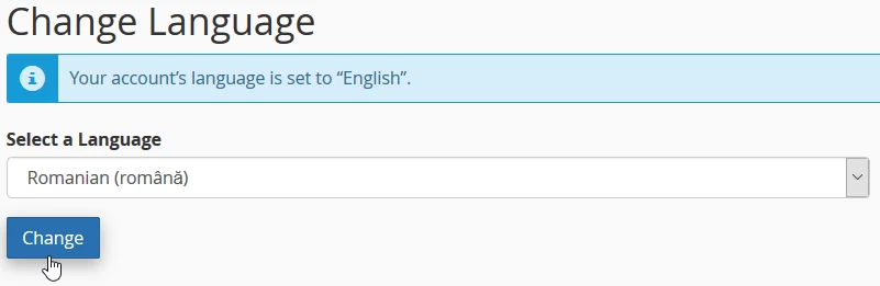 Schimbare limba cPanel