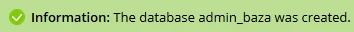 Confirmare creare bază de date Plesk