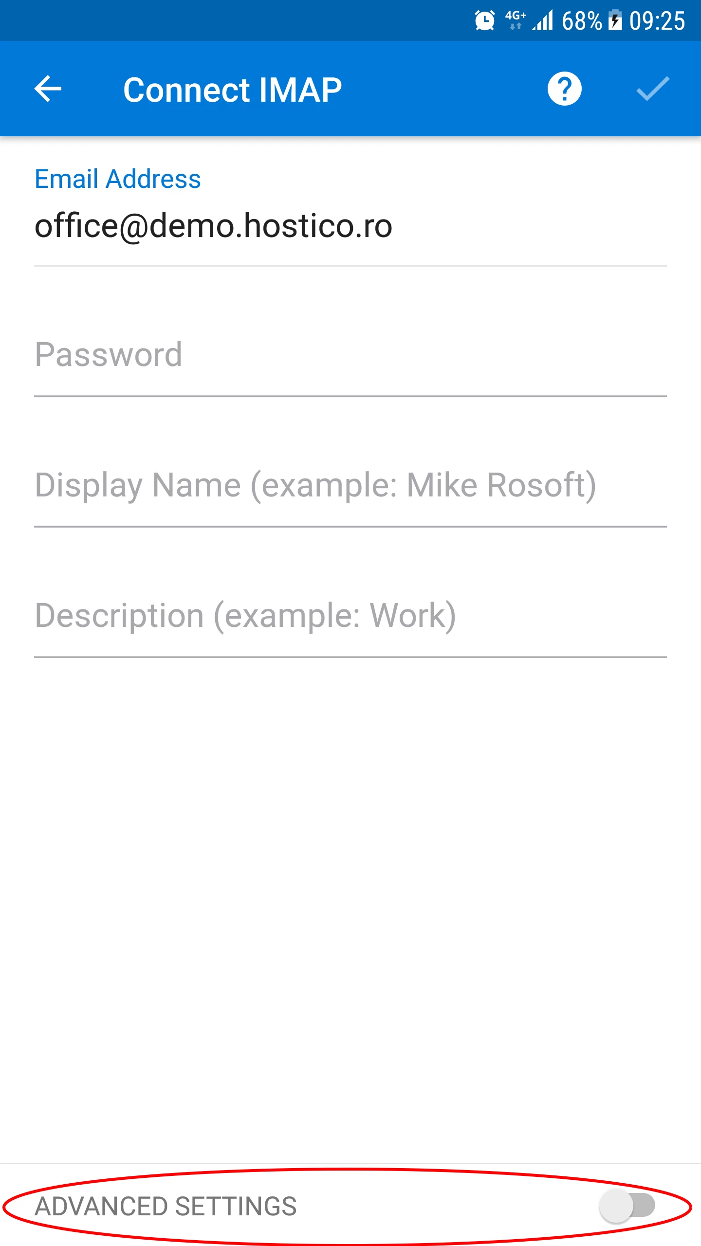 setari avansate pe cont e-mail