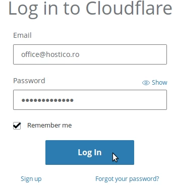 Log in to Cloudflare