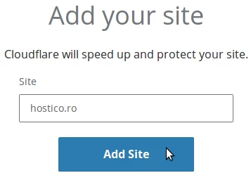 introducere domeniu Add Site