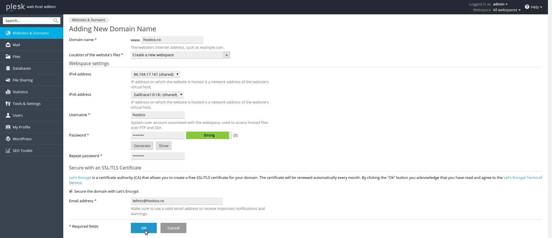 Adaugarea unui nou nume de domeniu