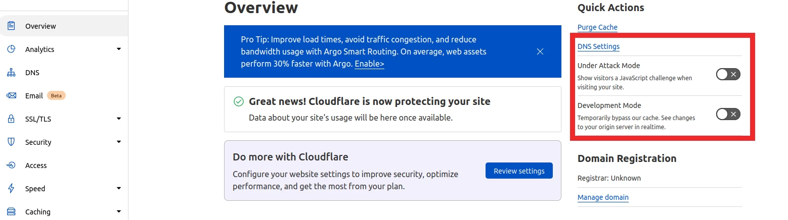 हमले के तहत मोड सक्रिय करना